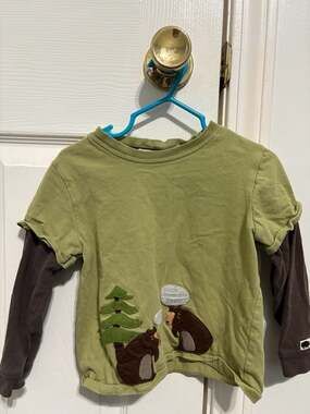 Janie and Jack Toddler Boy 2T Double Layer Bear Applique Long Sleeve T-Shirt